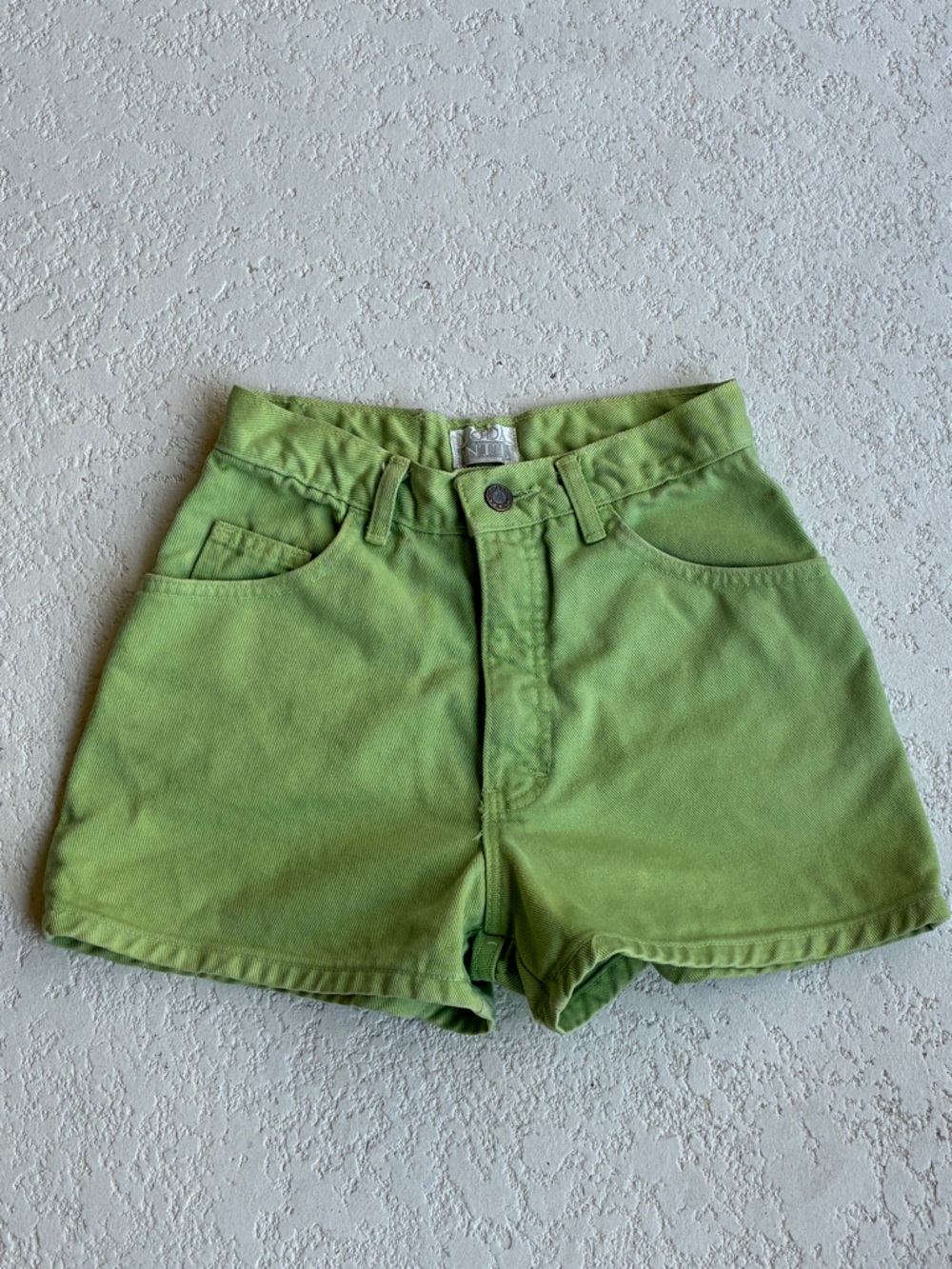 Moda Int'l 'The London Jean' Shorts in Pale Neon Green - Picture 6 of 6